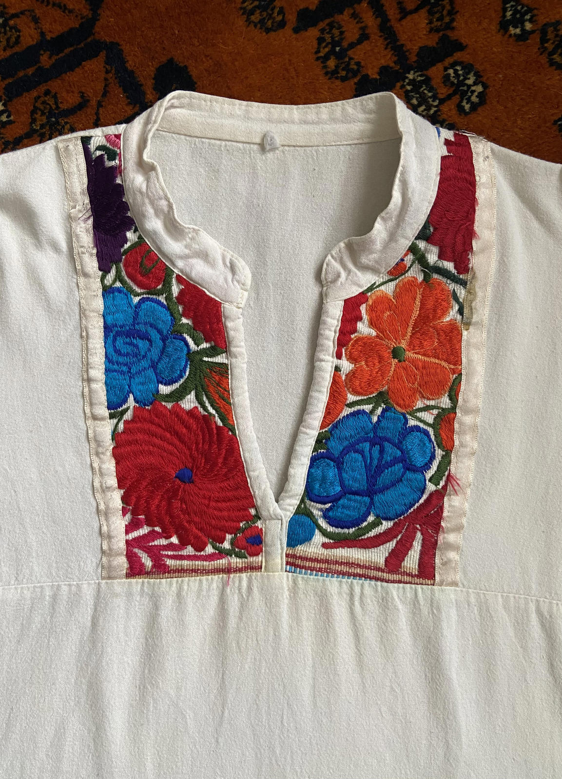 Vintage Mexican Embroidered Huipil Top