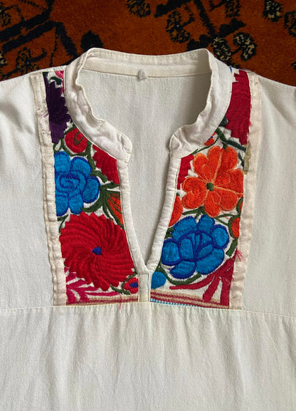Vintage Mexican Embroidered Huipil Top
