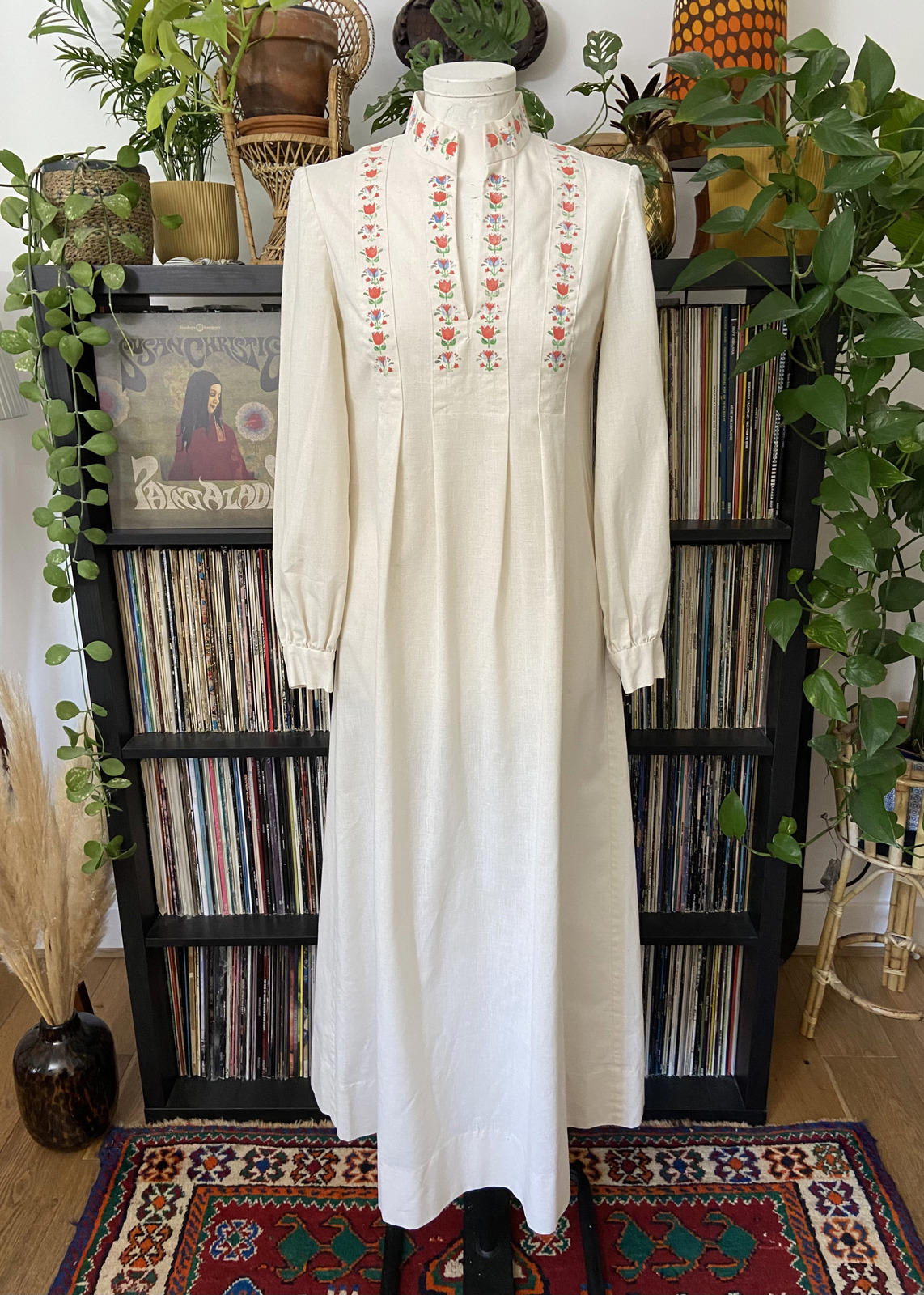 Vintage 1970s Rare Folk Maxi Dress