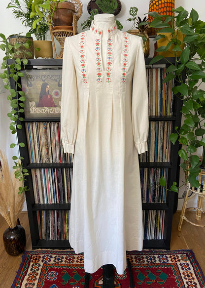 Vintage 1970s Rare Folk Maxi Dress