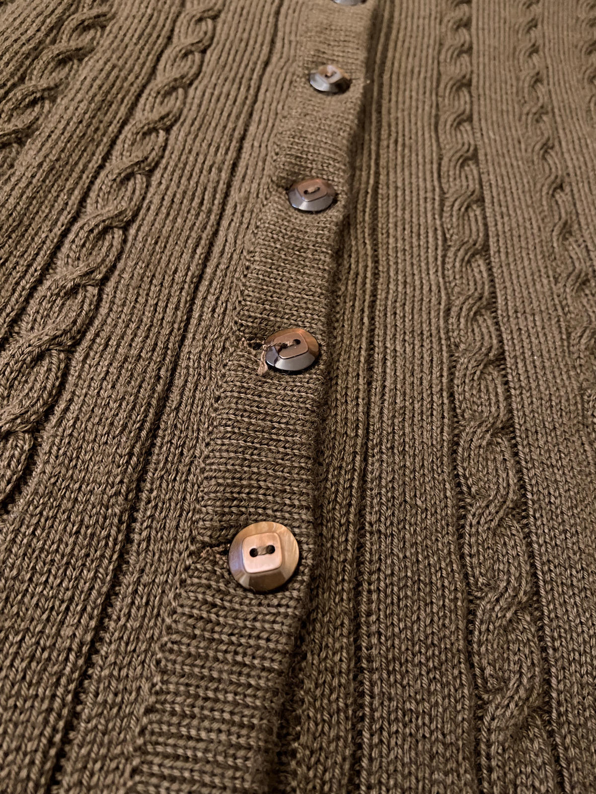 Vintage 1970s Brown Cable Knit Cardigan