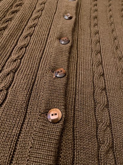 Vintage 1970s Brown Cable Knit Cardigan