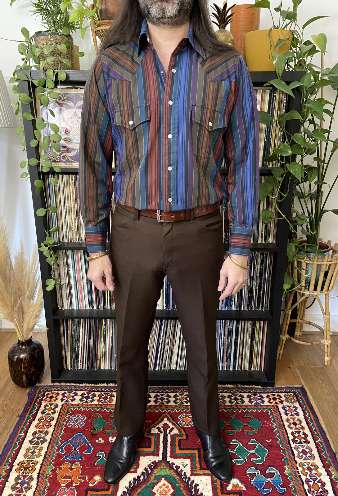 Vintage Plainsman Striped Western Shirt