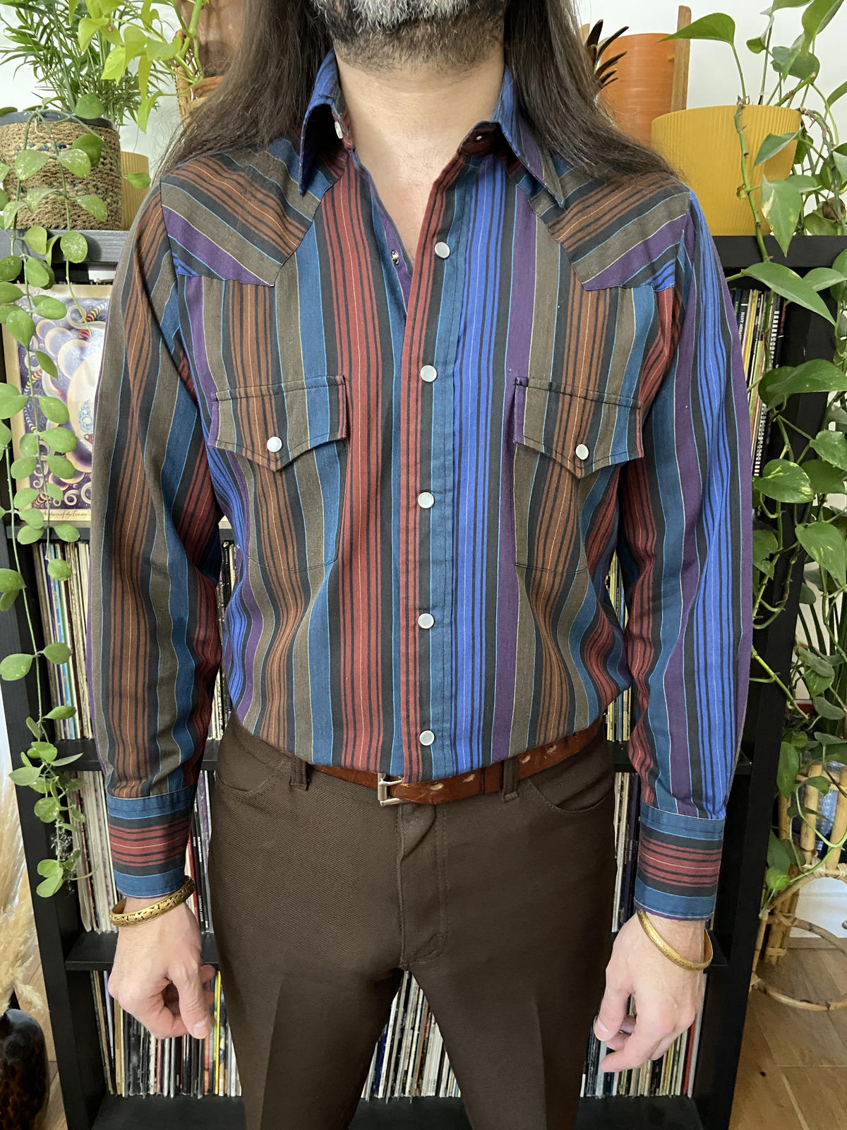 Vintage Plainsman Striped Western Shirt