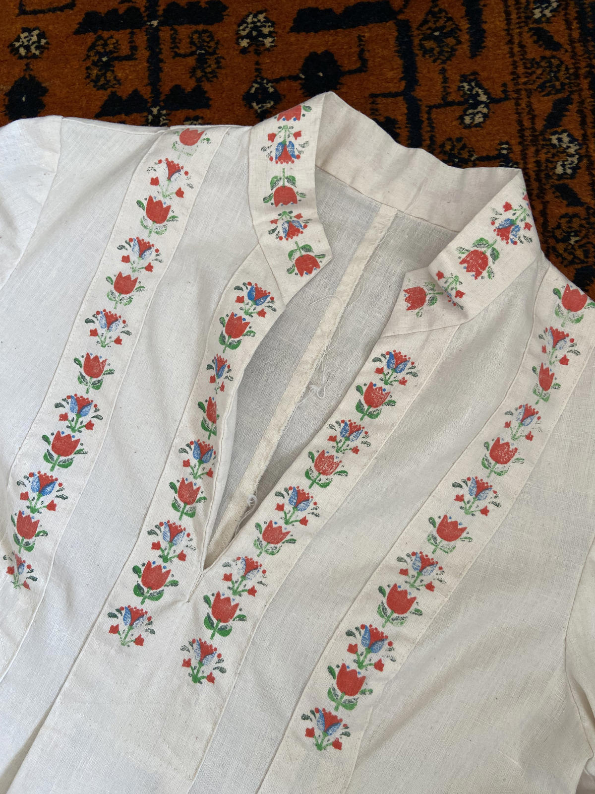 Vintage 1970s Rare Cream Folk Maxi Dress