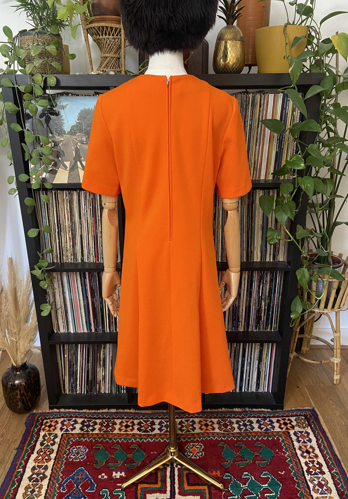 Vintage 1960s Orange Floral Embroidered Dress