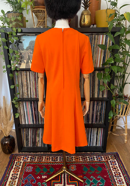 Vintage 1960s Orange Floral Embroidered Dress