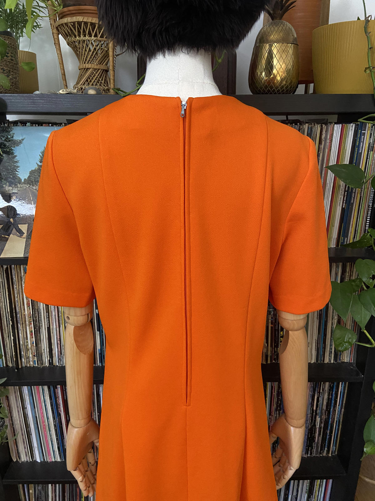 Vintage 1960s Orange Floral Embroidered Dress