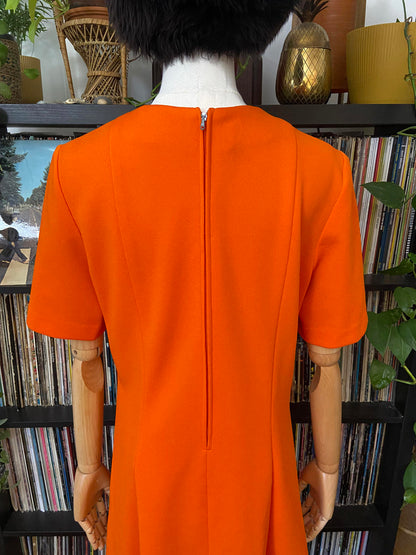 Vintage 1960s Orange Floral Embroidered Dress