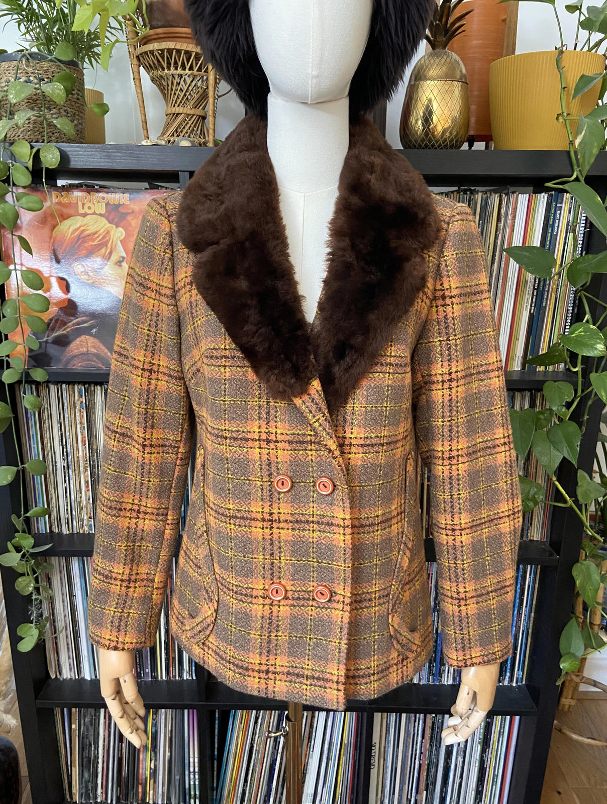 Vintage 1970s Orange Plaid Penny Lane Jacket