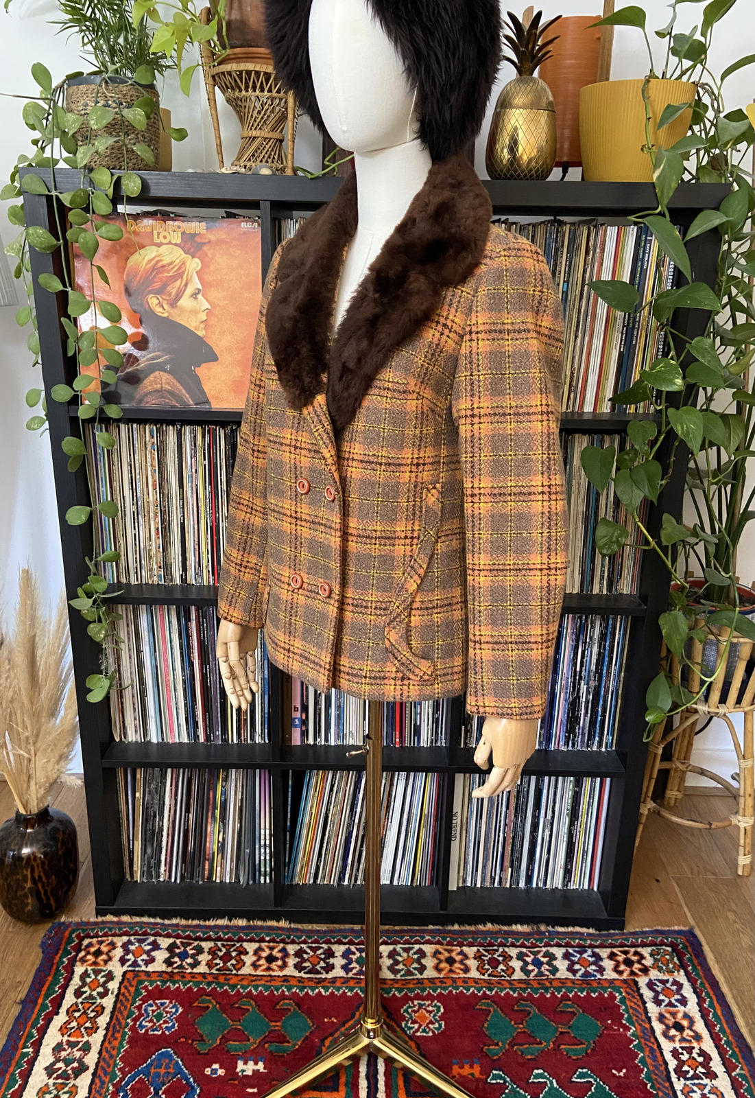 Vintage 1970s Orange Plaid Penny Lane Jacket