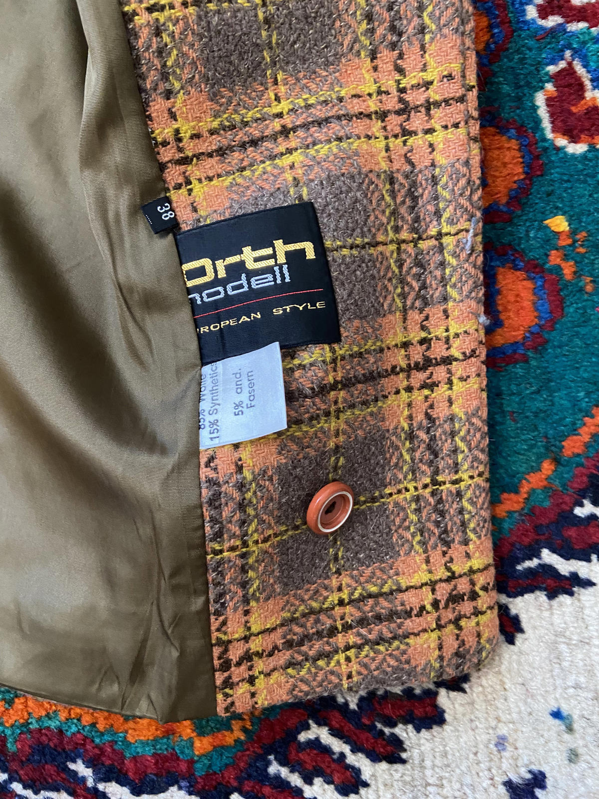 Vintage 1970s Orange Plaid Penny Lane Jacket