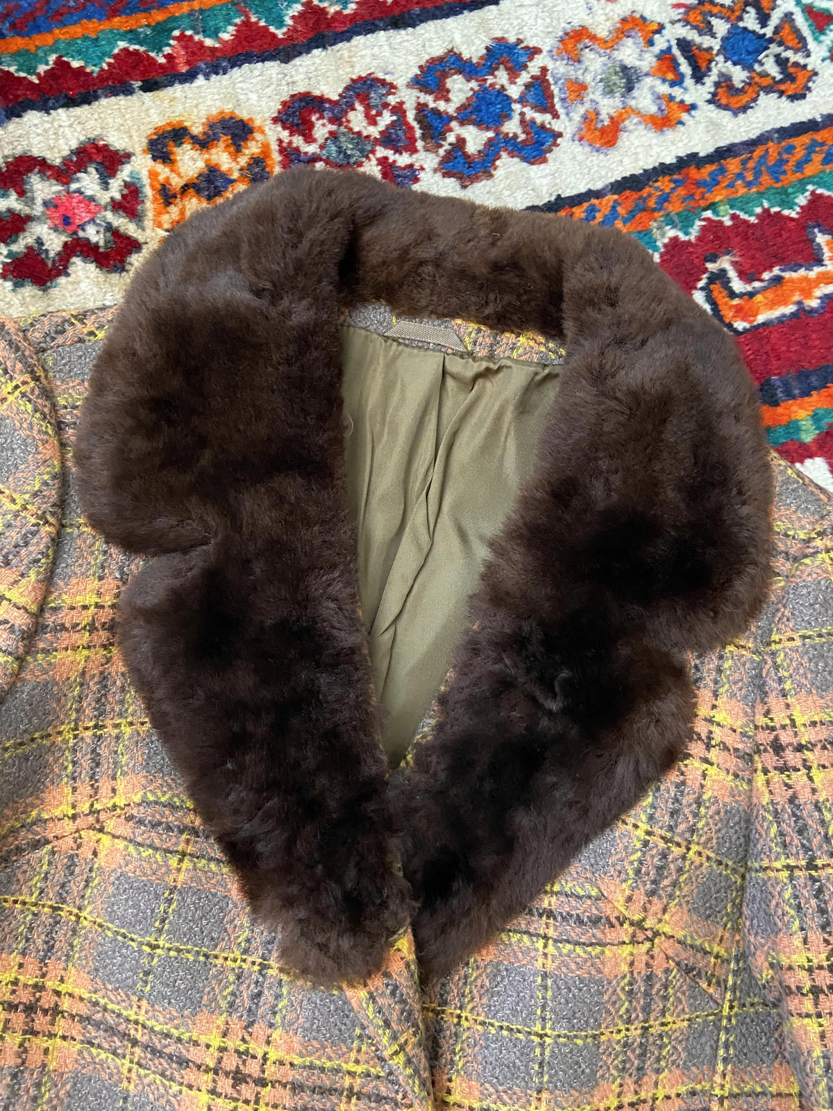 Vintage 1970s Orange Plaid Penny Lane Jacket