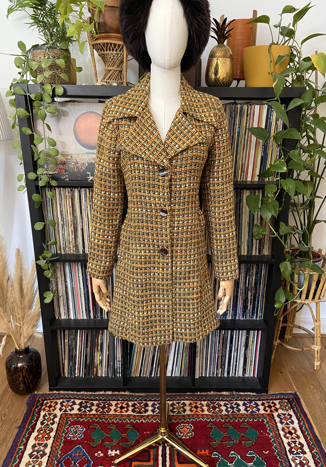 Vintage 1970s Orange Tweed Coat