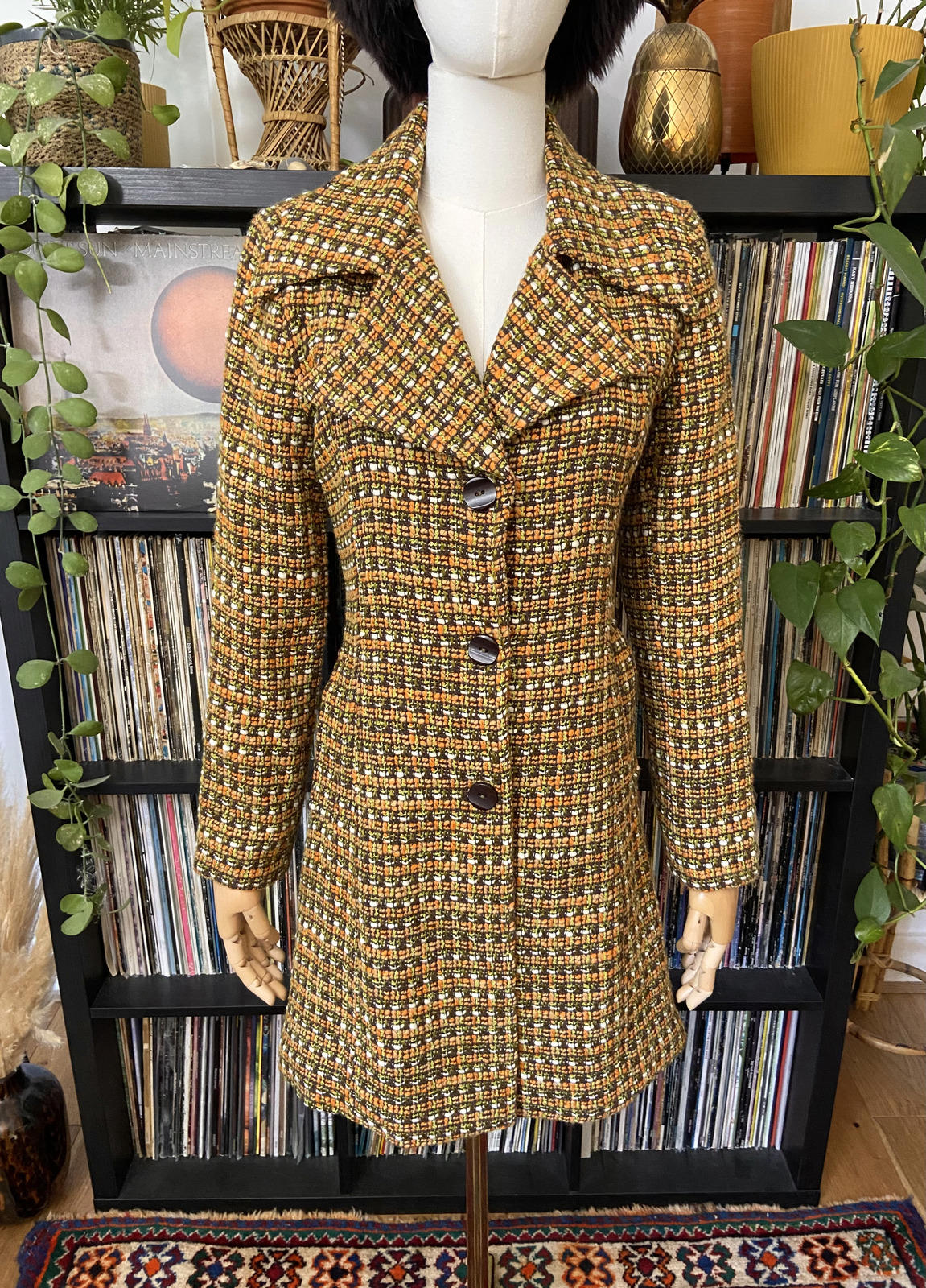 Vintage 1970s Orange Tweed Coat
