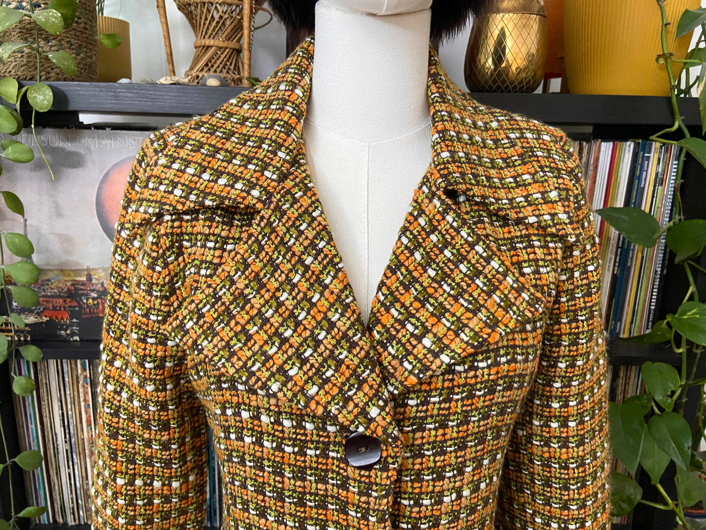 Vintage 1970s Orange Tweed Coat
