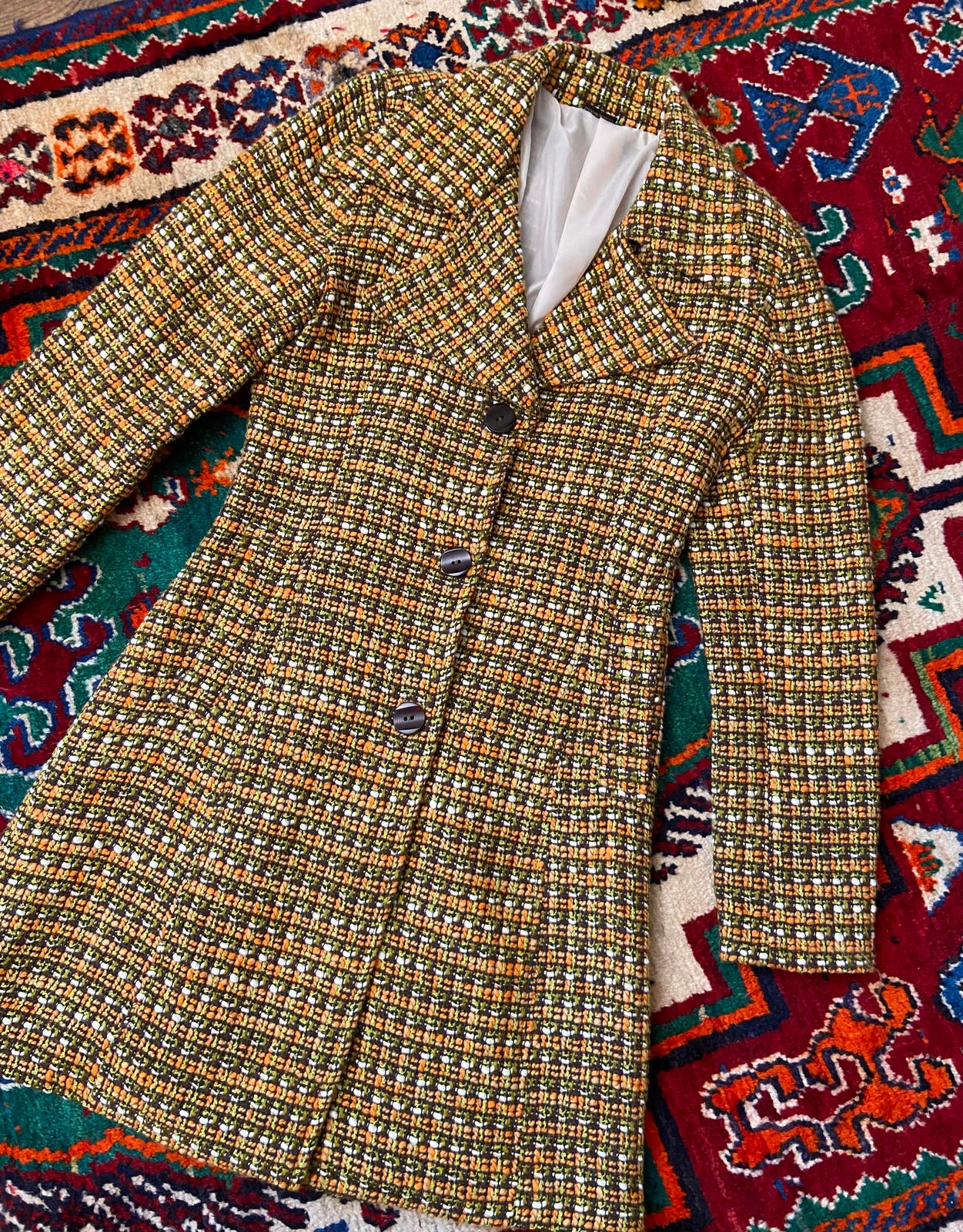 Vintage 1970s Orange Tweed Coat