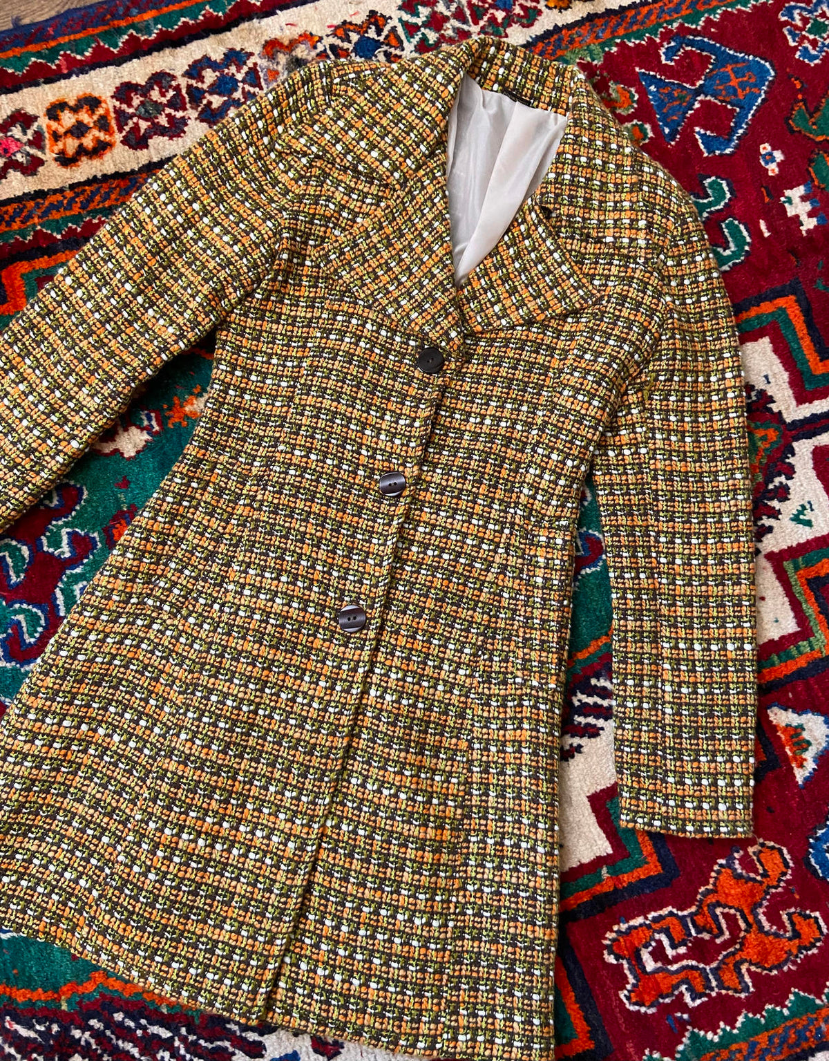 Vintage 1970s Orange Tweed Coat