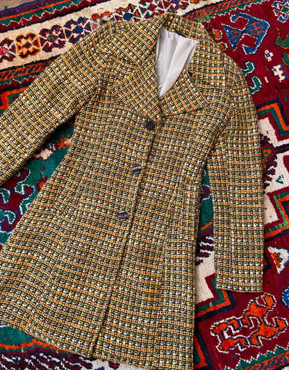 Vintage 1970s Orange Tweed Coat