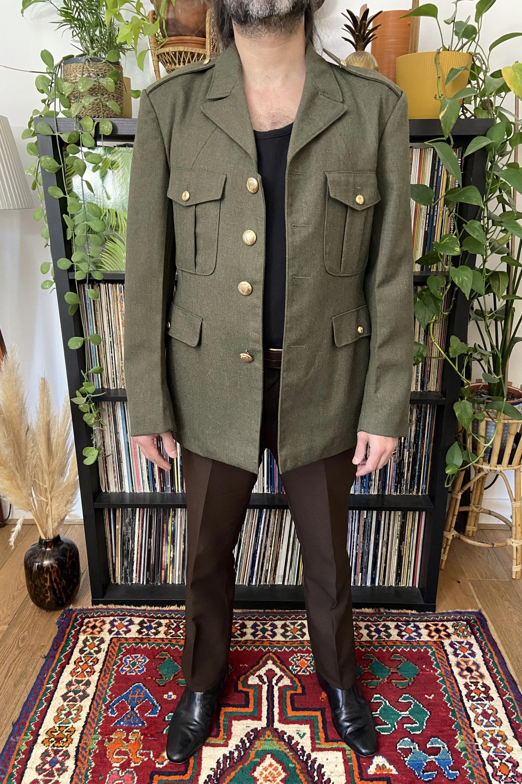 Vintage 1980s Green Irish Defense Forces Dress Jacket