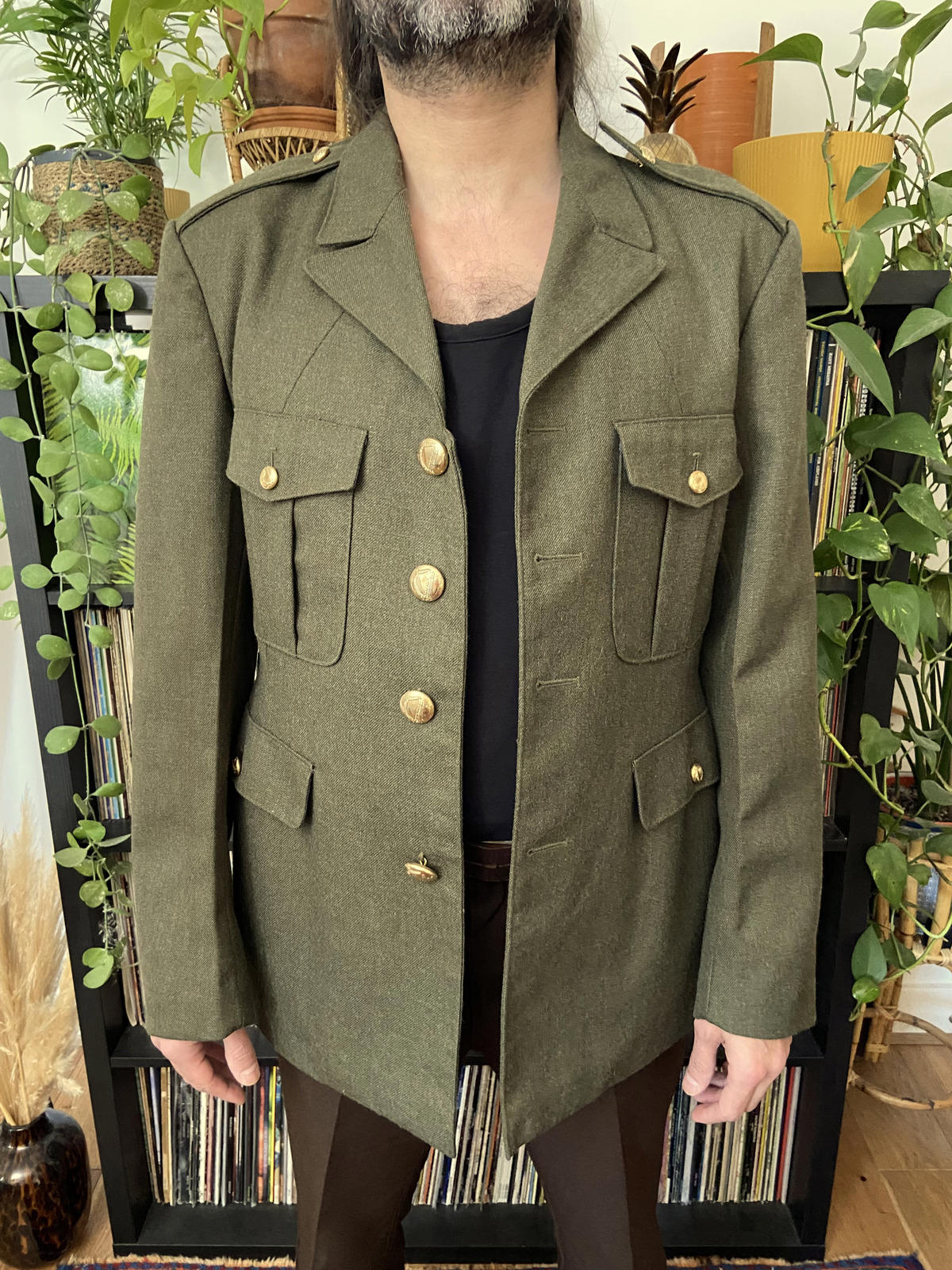 Vintage 1980s Green Irish Defense Forces Dress Jacket