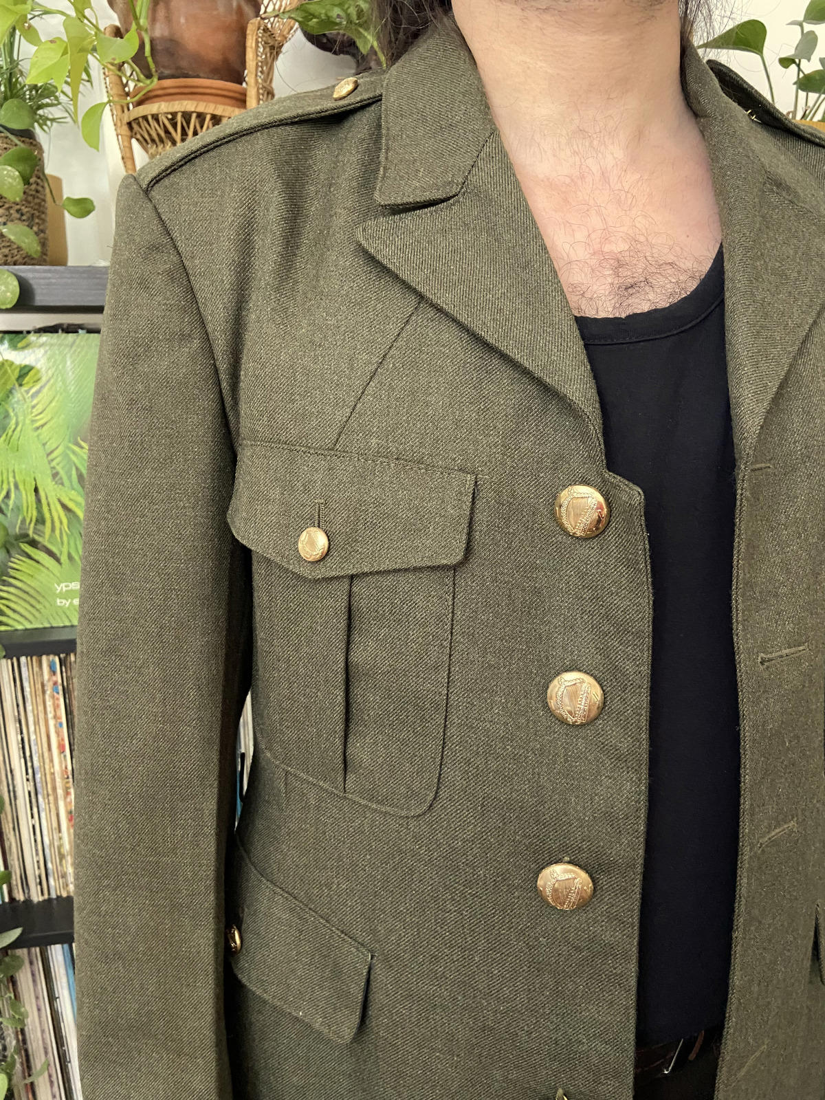 Vintage 1980s Green Irish Defense Forces Dress Jacket