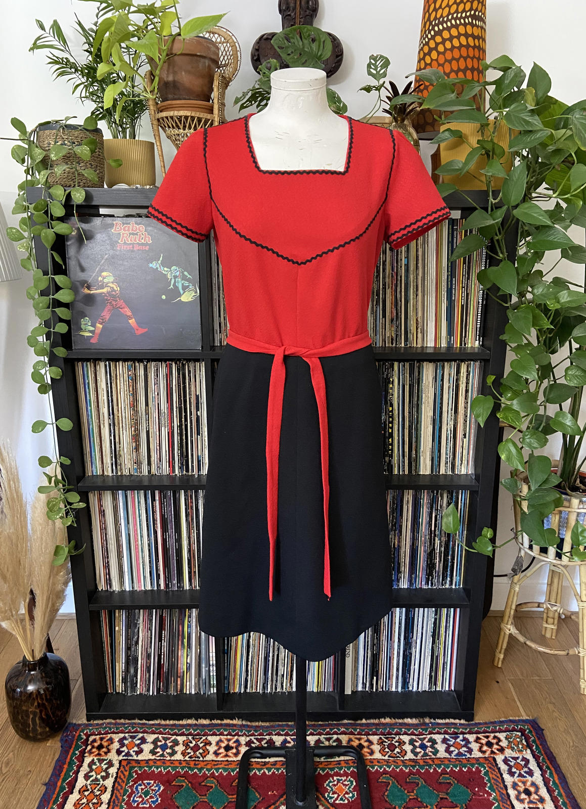 Vintage Red Black Ric Rac Dress