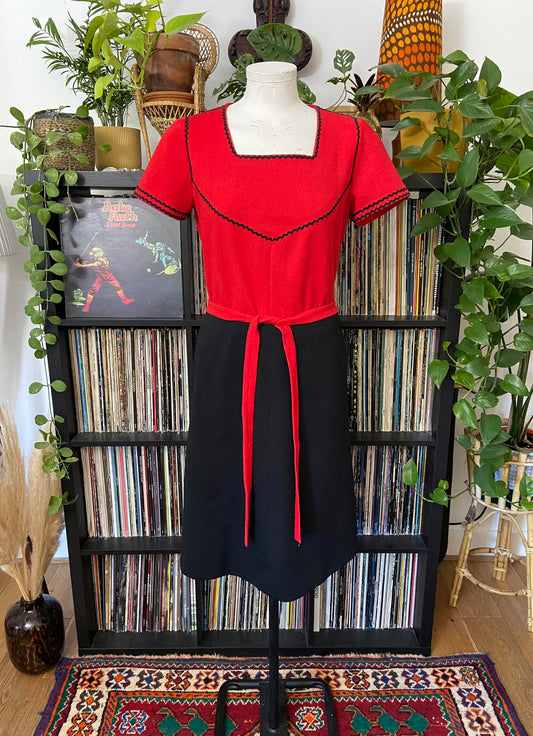 Vintage Red Black Ric Rac Dress