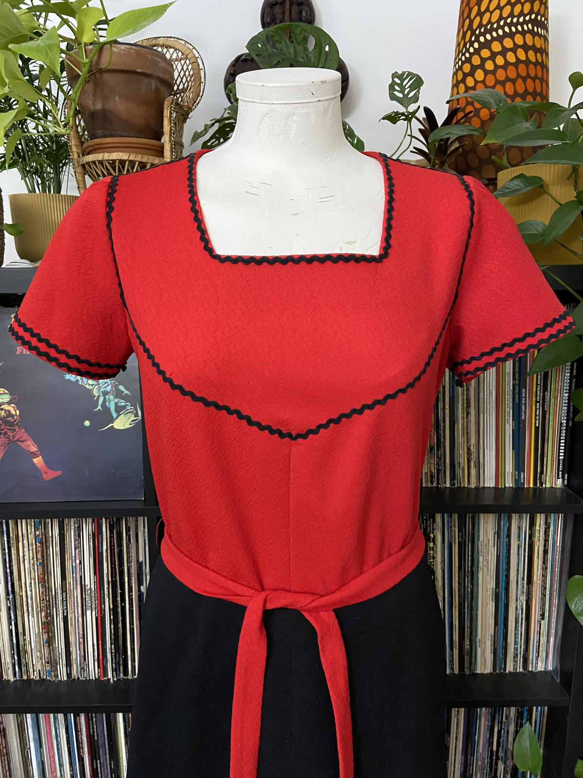 Vintage Red Black Ric Rac Dress