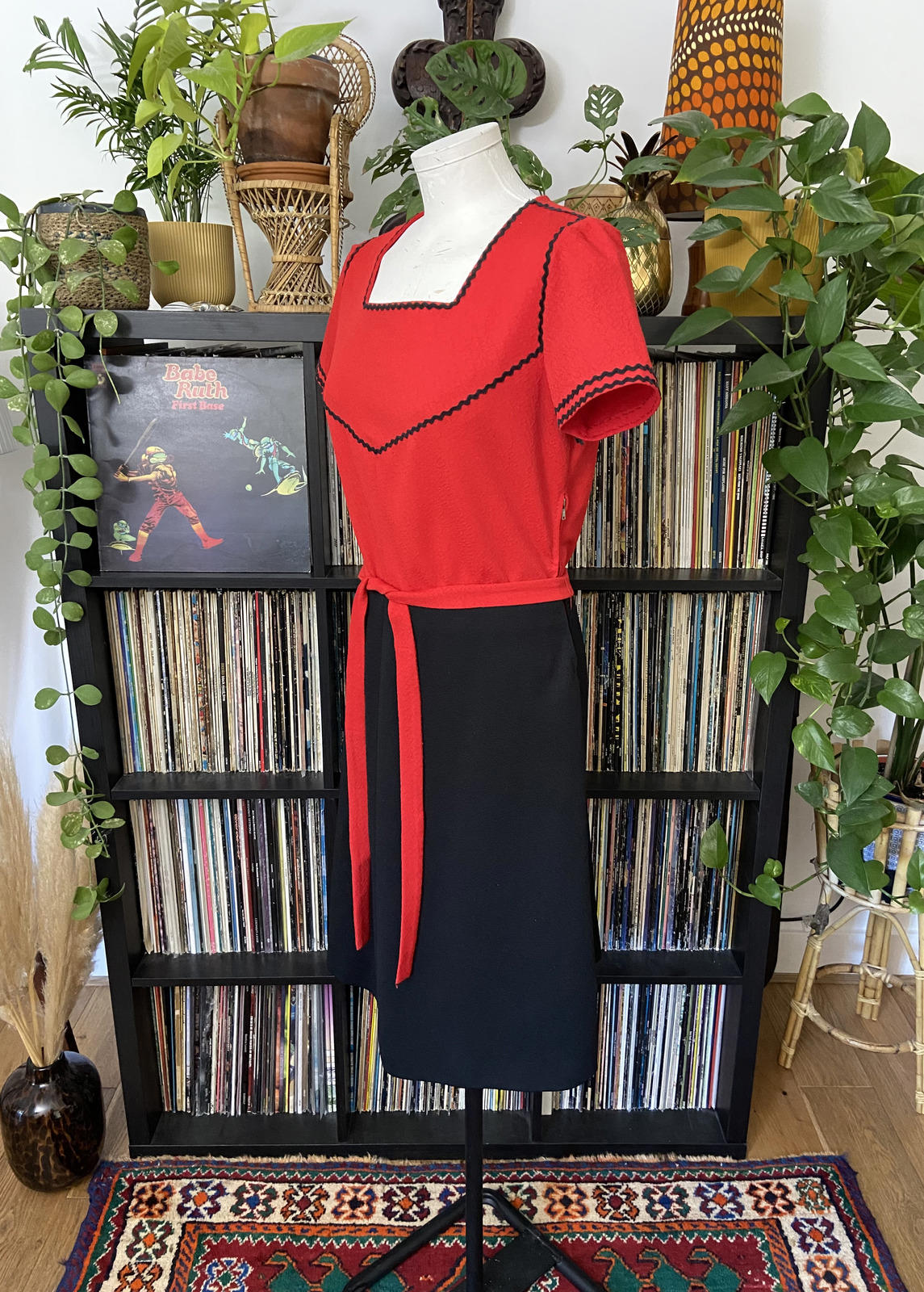 Vintage Red Black Ric Rac Dress