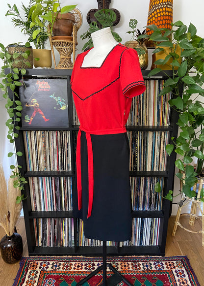 Vintage Red Black Ric Rac Dress