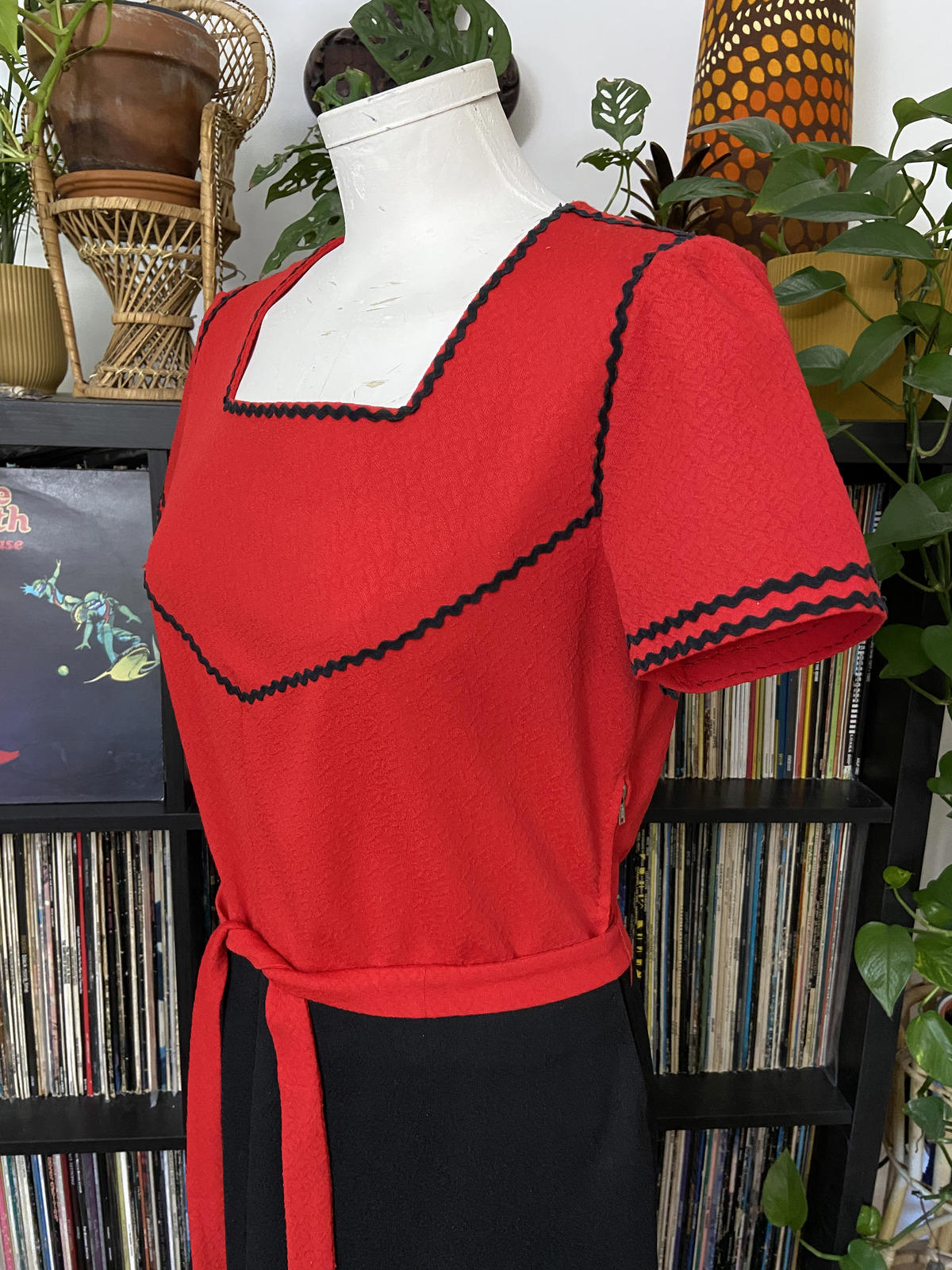 Vintage Red Black Ric Rac Dress