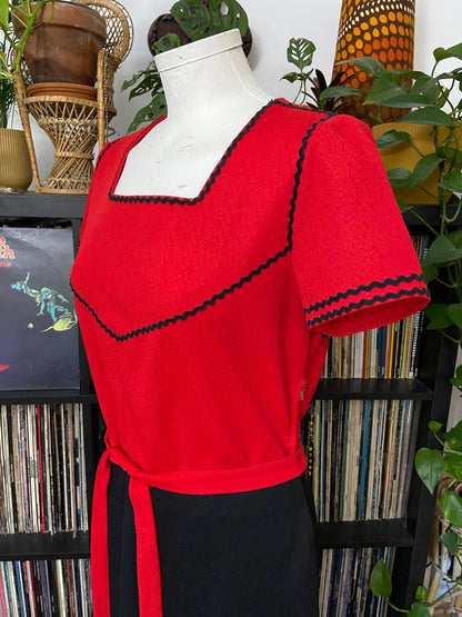 Vintage Red Black Ric Rac Dress