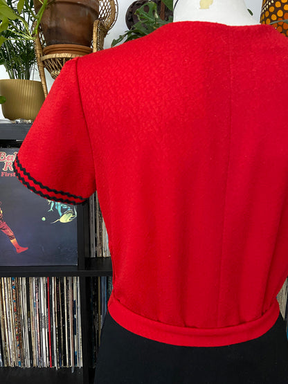 Vintage Red Black Ric Rac Dress