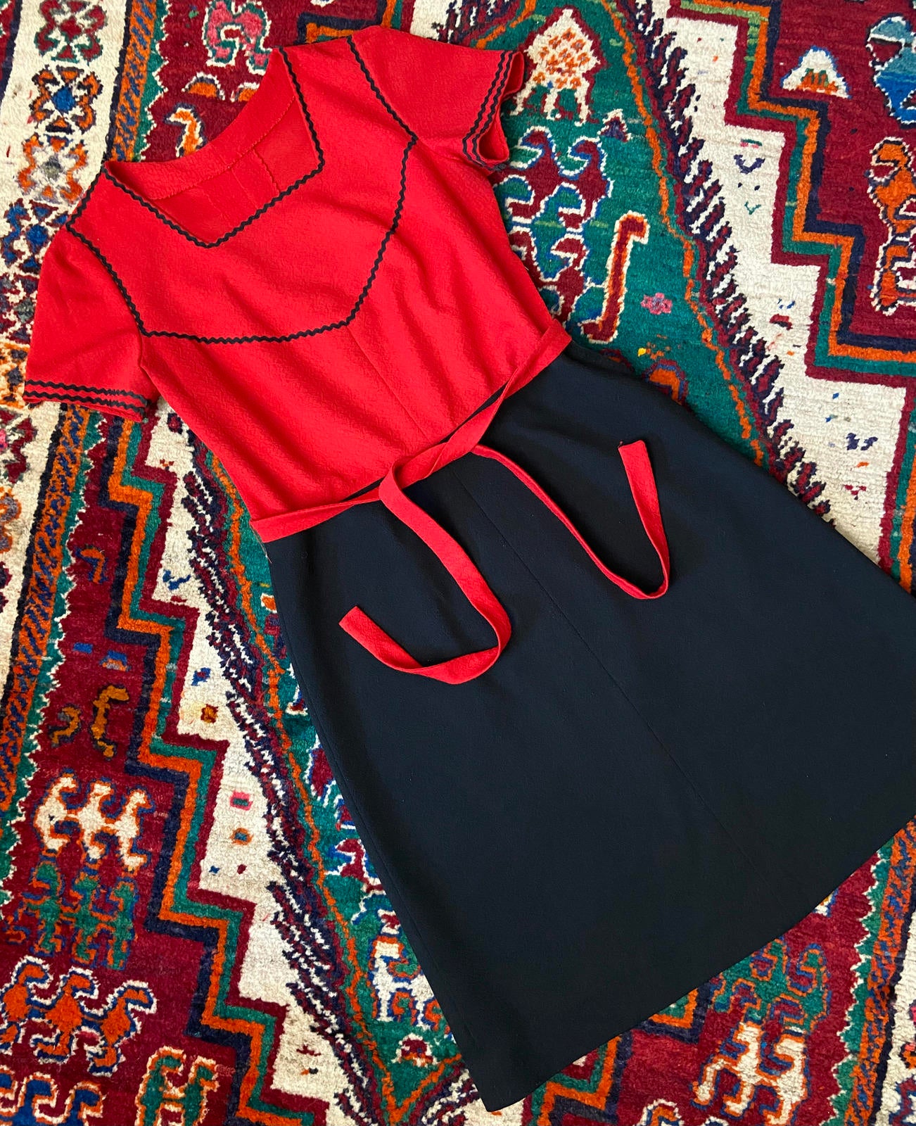 Vintage Red Black Ric Rac Dress