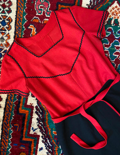 Vintage Red Black Ric Rac Dress