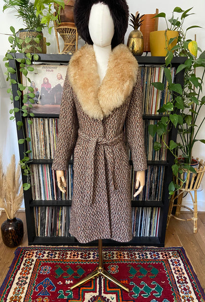 Vintage 1970s Tweed Penny Lane Coat