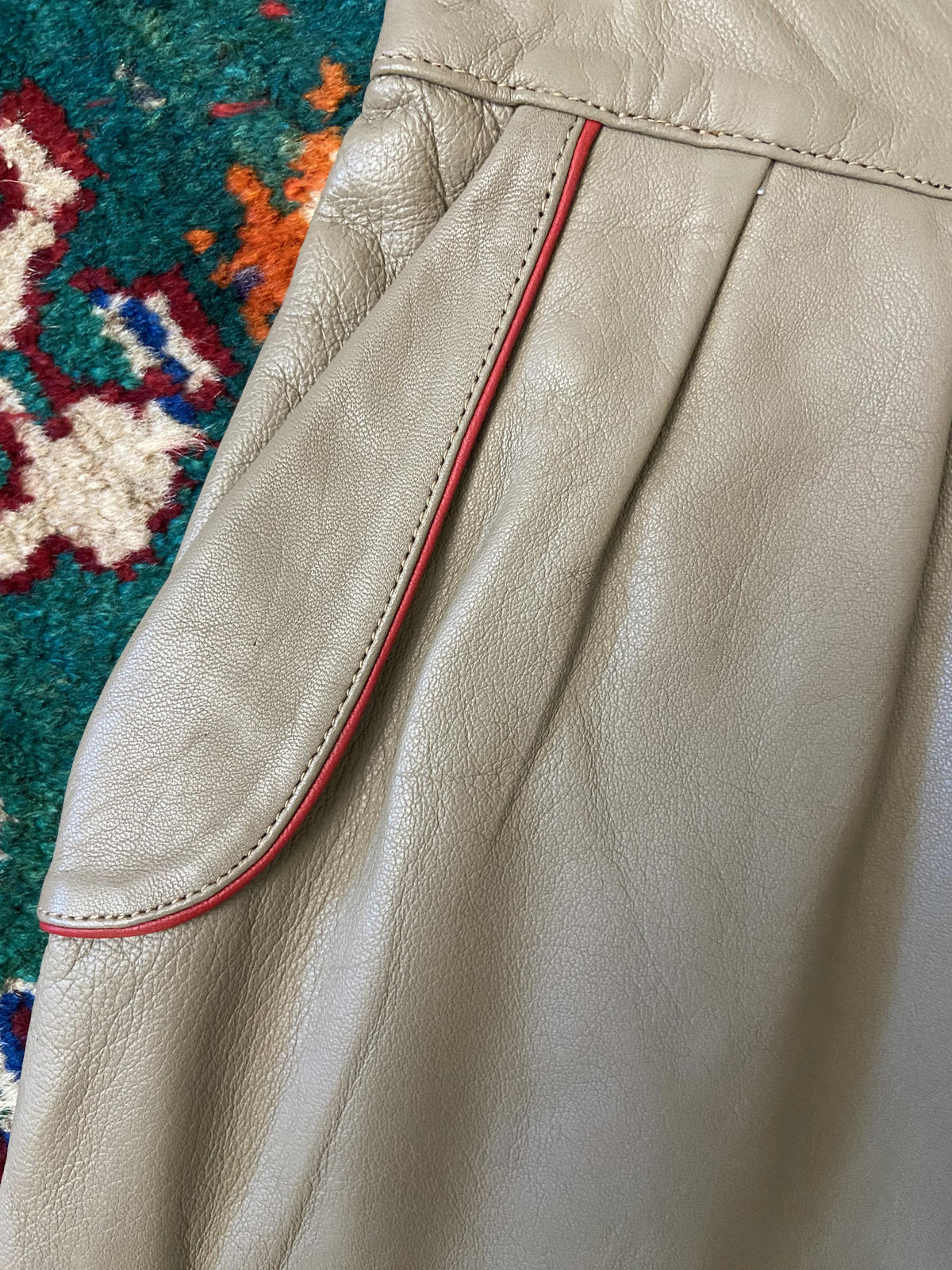 Vintage 1980s Taupe Leather Skirt