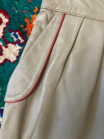 Vintage 1980s Taupe Leather Skirt