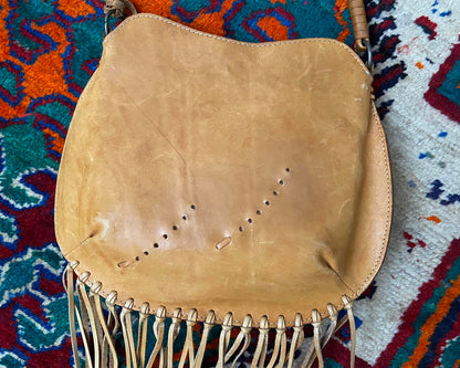 Tan Leather Long Fringed Bag