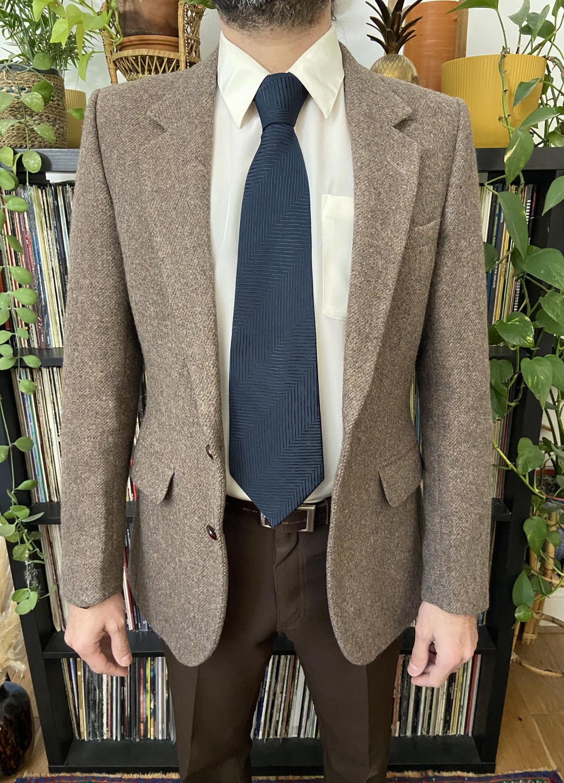 Vintage 1970s Yves Saint Laurent Navy Kipper Tie