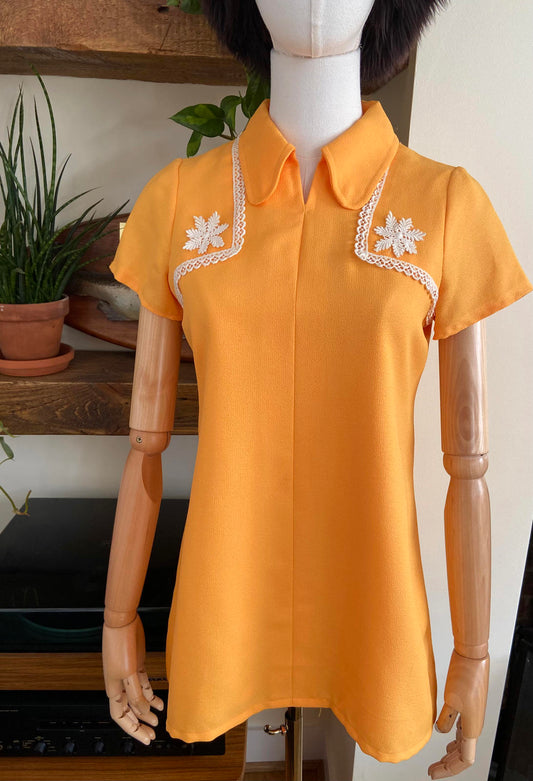 Vintage 1960s Yellow Mod Mini Dress