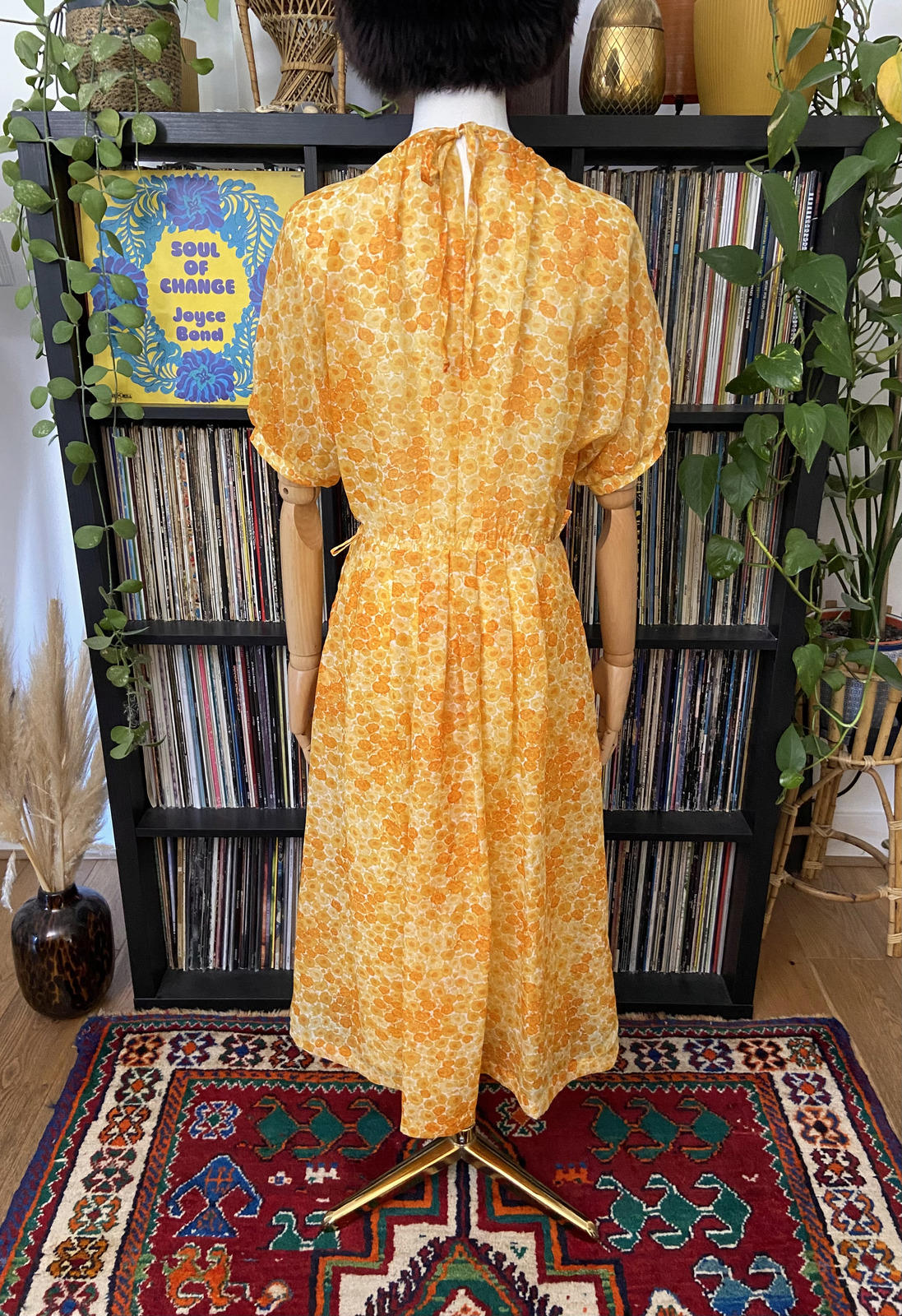 Vintage 1970s Yellow Floral Dress