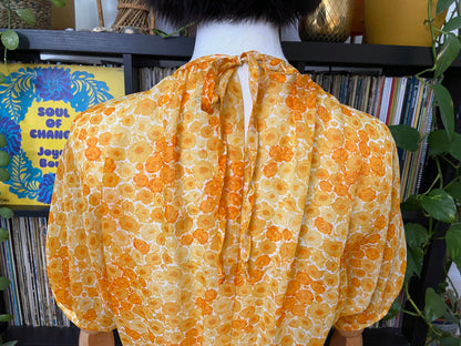 Vintage 1970s Yellow Floral Dress