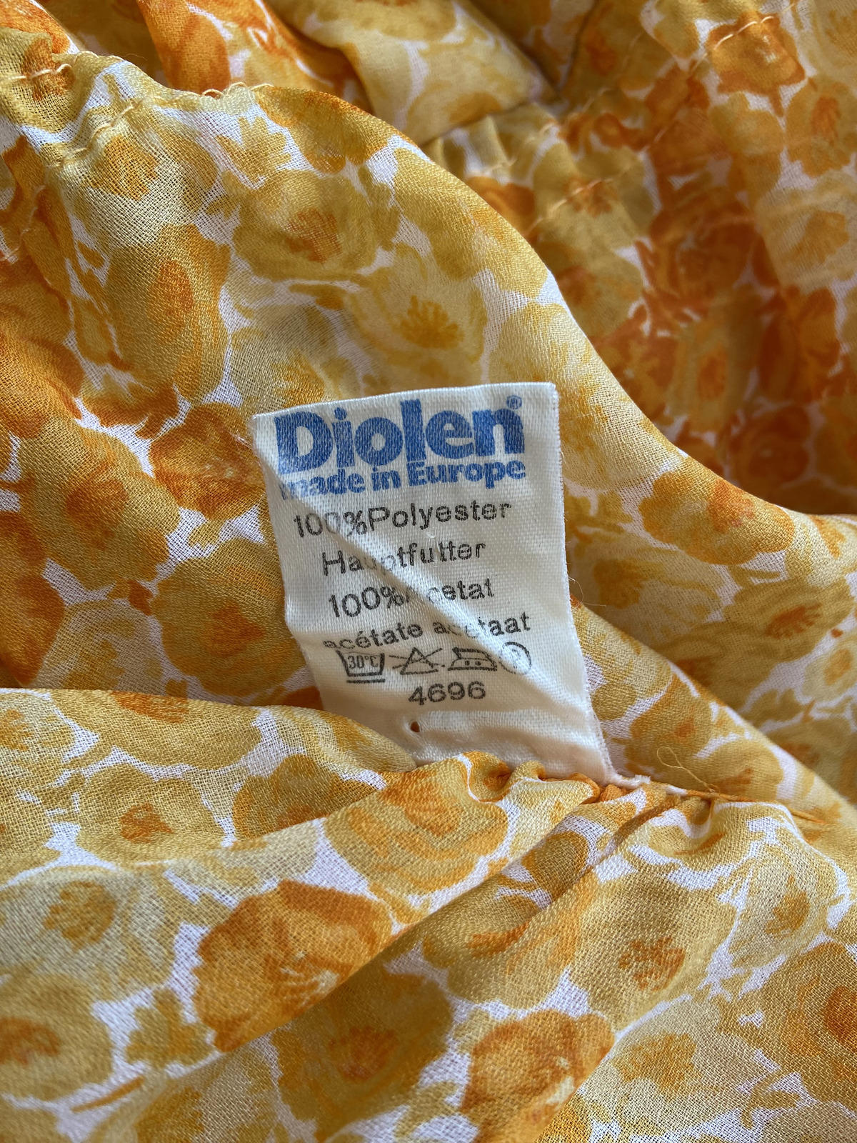 Vintage 1970s Yellow Floral Dress