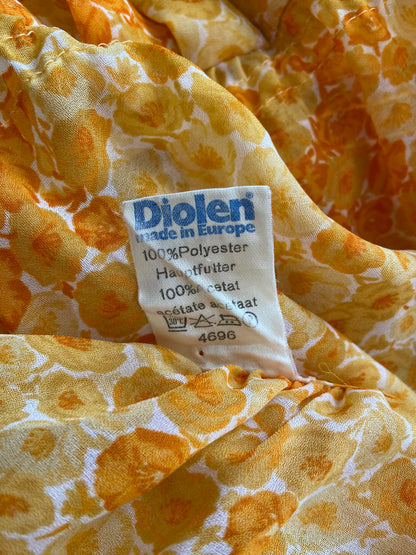 Vintage 1970s Yellow Floral Dress