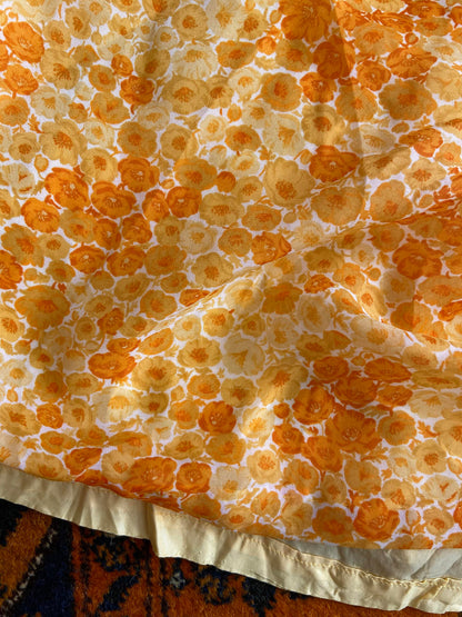 Vintage 1970s Yellow Floral Dress
