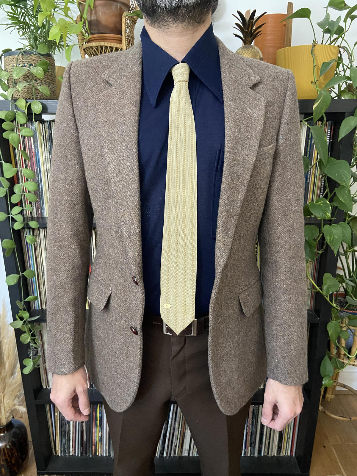 Vintage 1970s Beige Valentino Silk Tie