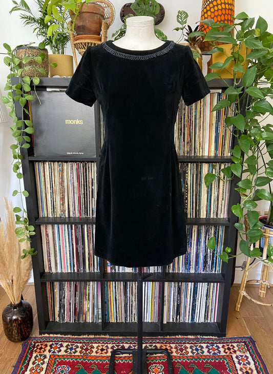 Vintage 1960s Black Beaded Velvet Dress