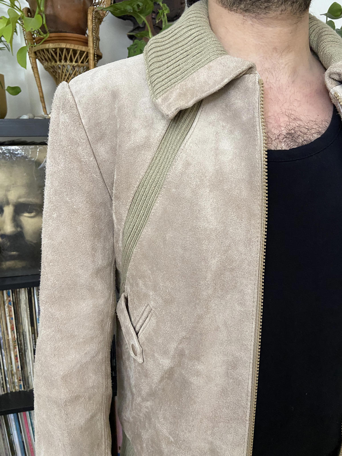 Vintage 1970s Beige Suede Racing Jacket